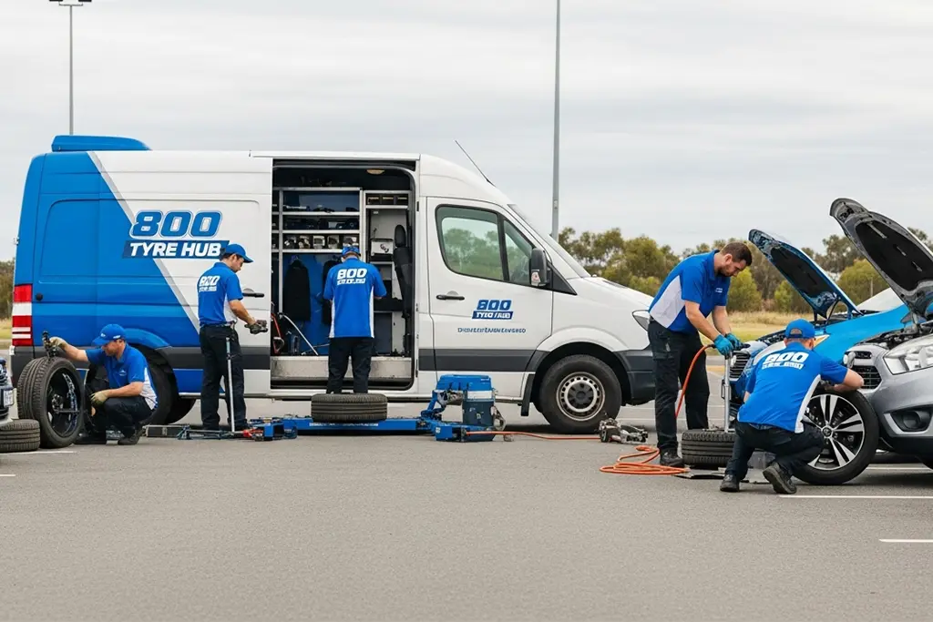 Technician providing other tyre and roadside services in Abu Dhabi alongside tyre puncture repair